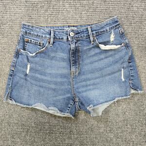 Levi's Denizen Shorts Womens 8 W29 Blue High Rise Distressed Raw Hem